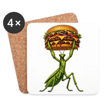 Comic Burger de l’Haltérophilie Mante Religieuse - Dessous de verre (lot de 4) - blanc - Devant