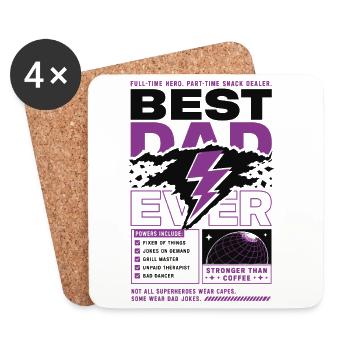 Best Dad Ever Superhero Style - Untersetzer (4er-Set) - Weiß - Vorne