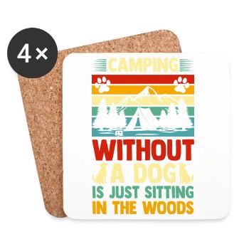 Camping, Vie de campement Vie de campement dans la forêt - Dessous de verre (lot de 4) - blanc - Devant