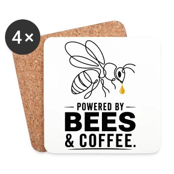 Kaffeegetränkte Bienen Power - Untersetzer (4er-Set) - Weiß - Vorne