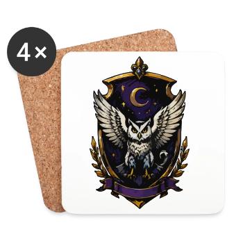 Blason du Oiseau de Nuit au Clair de Lune - Dessous de verre (lot de 4) - blanc - Devant