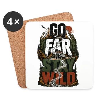 Go Far Stay Wild Offroad Abenteuer Natur 4x4 - Untersetzer (4er-Set) - Weiß - Vorne