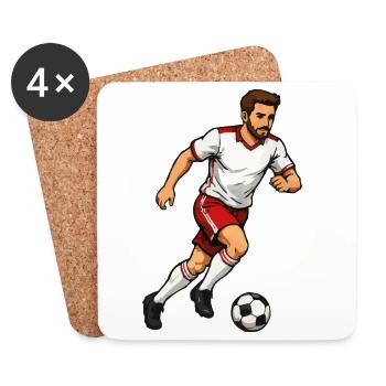 Dynamischer Fußballer im Sprint - Untersetzer (4er-Set) - Weiß - Vorne