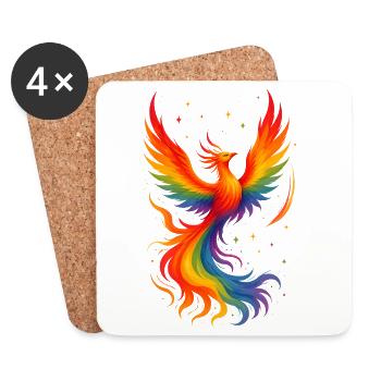 Phoenix Firebird Bird Oiseau Coloré - Dessous de verre (lot de 4) - blanc - Devant