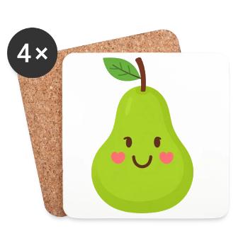 Visage de Cœur de Poire Câlin - Dessous de verre (lot de 4) - blanc - Devant