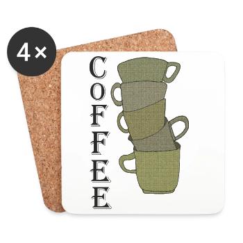 Stack à café au look rétro - Dessous de verre (lot de 4) - blanc - Devant
