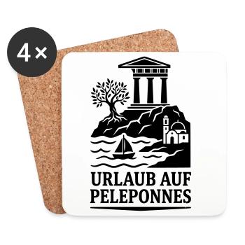 Peleponnes Griechenland Urlaub Wahrzeichen - Untersetzer (4er-Set) - Weiß - Vorne