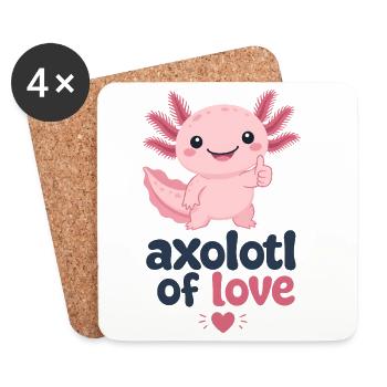 Axolotl de l’Amour : Mignonnerie Rose - Dessous de verre (lot de 4) - blanc - Devant