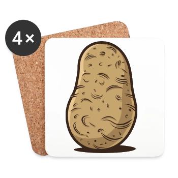 Illustration drôle de pomme de terre pour les amateurs de légumes - Dessous de verre (lot de 4) - blanc - Devant