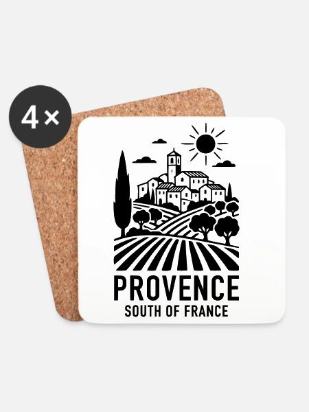 Provence Frankreich - Untersetzer (4er-Set) - Weiß