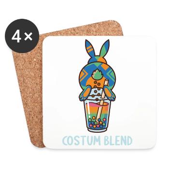 Bubble Tea Boba Drôle de Lapin mignon - Dessous de verre (lot de 4) - blanc - Devant