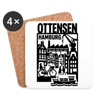 Hamburg Ottensen Retro  - Untersetzer (4er-Set) - Weiß - Vorne
