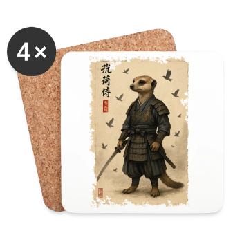 Meerkat Samurai Wüstenkrieger - Untersetzer (4er-Set) - Weiß - Vorne