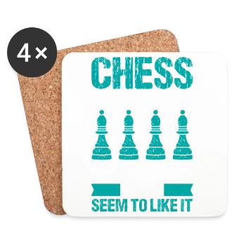 Échiquier des joueurs d’échecs - Dessous de verre (lot de 4) - blanc - Devant