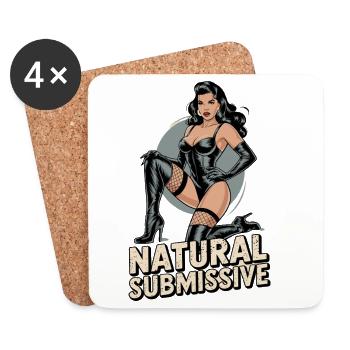 Natural Submissive Pin Up Femdom BDSM Fetish - Coasters (set of 4) - white - Front