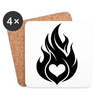 Abstract Fire Heart - Coasters (set of 4) - white - Front