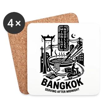 Nouilles de minuit de Bangkok - Dessous de verre (lot de 4) - blanc - Devant