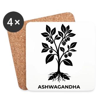 Silhouette de la plante ashwagandha - Dessous de verre (lot de 4) - blanc - Devant