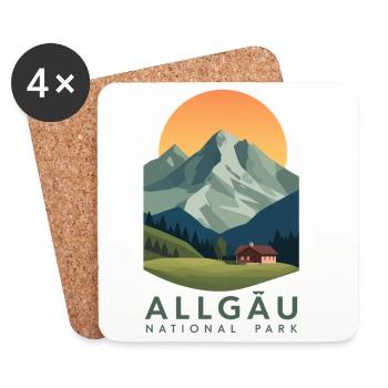 Parc national de l’Allgäu | Montagne Vintage - Dessous de verre (lot de 4) - blanc - Devant