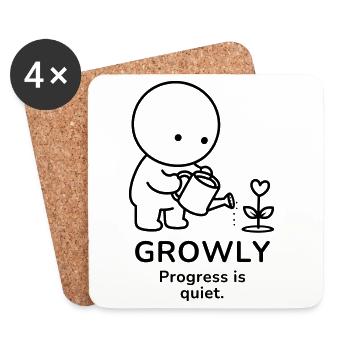 Growly – Progress Is Quiet | Plant Lover Mood - Untersetzer (4er-Set) - Weiß - Vorne