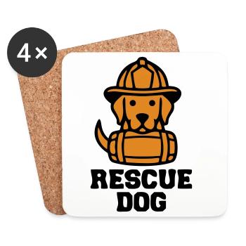 Icône du chien de sauvetage Rettungshund - Dessous de verre (lot de 4) - blanc - Devant