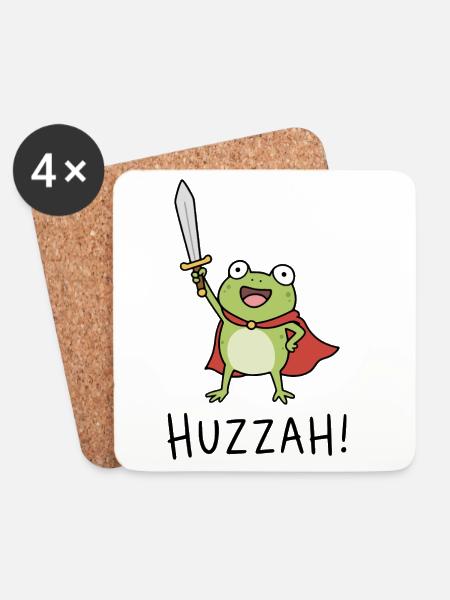 Frosch Ritter Huzzah! - Untersetzer (4er-Set) - Weiß