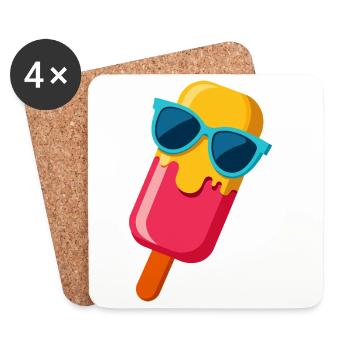 Popsicle With Sunglasses - Coasters (set of 4) - white - Front