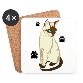 Elegante Siamkatze mit blauen Augen - Untersetzer (4er-Set) - Weiß - Vorne