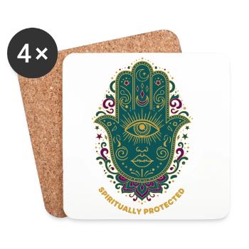 Spiritualité Géométrie Sacrée Protégée Spirituellement - Dessous de verre (lot de 4) - blanc - Devant