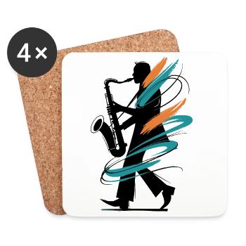Art vélo avec des formes en spirale - Dessous de verre (lot de 4) - blanc - Devant