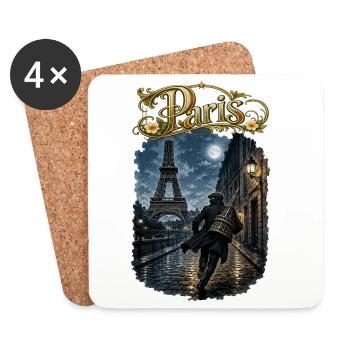 Paris bei Vollmond - Untersetzer (4er-Set) - Weiß - Vorne