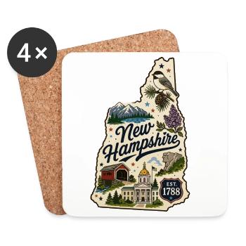 New Hampshire Vintage State Pride Aufkleber - Untersetzer (4er-Set) - Weiß - Vorne