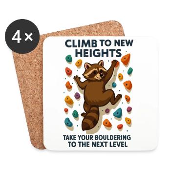 Bouldern Waschbär Motivation: Climb New Heights - Untersetzer (4er-Set) - Weiß - Vorne