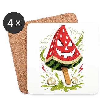 Halloween Sommer Melone - Untersetzer (4er-Set) - Weiß - Vorne