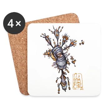 Organic Birdy Plankton - Coasters (set of 4) - white - Front