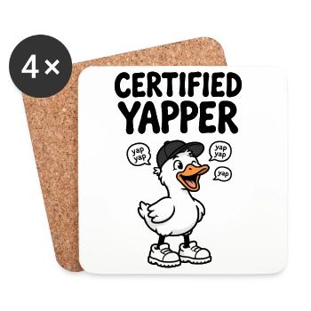 Funny duck as a chattering yapper - Coasters (set of 4) - white - Front