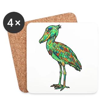 Leaded Glass Bird Blaze of Colors Shoebill Shoebill - Coasters (set of 4) - white - Front