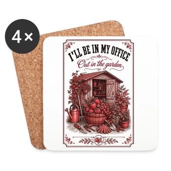 Ich bin in meinem Büro draußen im Garten und gärtnere - Untersetzer (4er-Set) - Weiß - Vorne