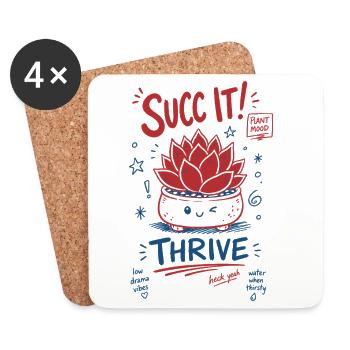 Succ It Thrive Süße Pflanze Sukkulenten-Liebhaber - Untersetzer (4er-Set) - Weiß - Vorne