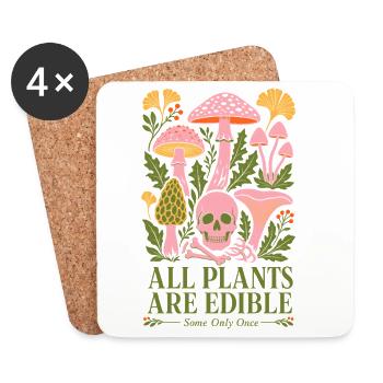 Toutes les plantes sont comestibles pour le jardinage biologique - Dessous de verre (lot de 4) - blanc - Devant