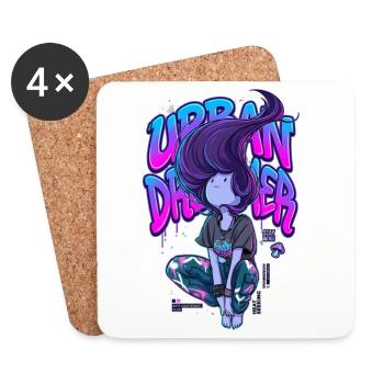 Urban Dreamer Lofi Anime Girl Graffiti Streetwear - Coasters (set of 4) - white - Front