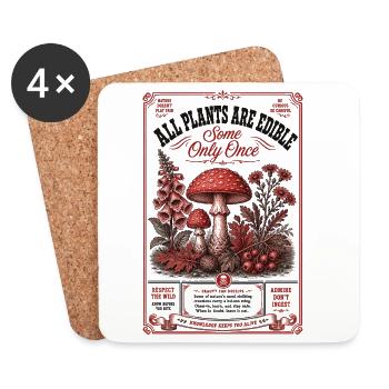 Urban Gardening Plants Are Edible Some Only Once - Coasters (set of 4) - white - Front