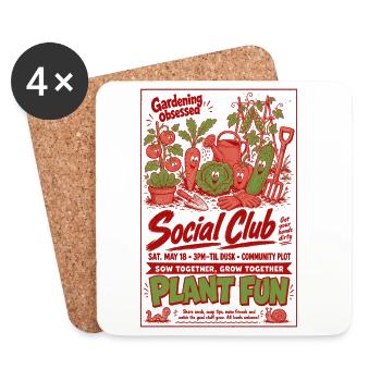 Urban Gardening Gardening Obsessed Social Club - Coasters (set of 4) - white - Front