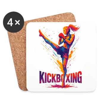 Kickboxer Graphic Design : Brute & Strong - Dessous de verre (lot de 4) - blanc - Devant