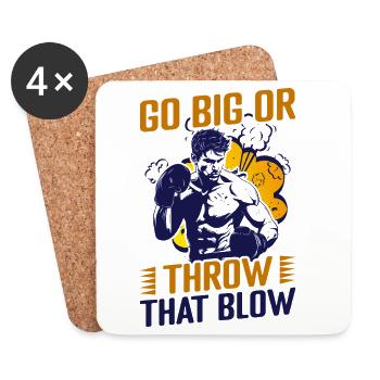 Go Big Or Throw Gloves Boxing Gloves - Coasters (set of 4) - white - Front