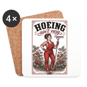 Hoeing Aint Easy Organic Gardening Plants - Coasters (set of 4) - white - Front