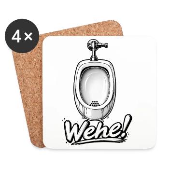Woe! Urinal Caricature - Coasters (set of 4) - white - Front