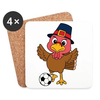 Dindon Foot de Thanksgiving - Dessous de verre (lot de 4) - blanc - Devant