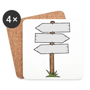 Panneau de direction en bois - Dessous de verre (lot de 4) - blanc - Devant