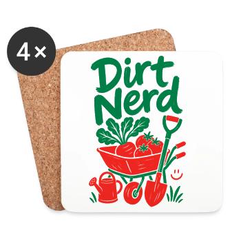 Dirt Nerd Organic Gardening Plants - Coasters (set of 4) - white - Front